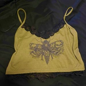 Y2k green grunge fairy crop top tank top butterfly design large